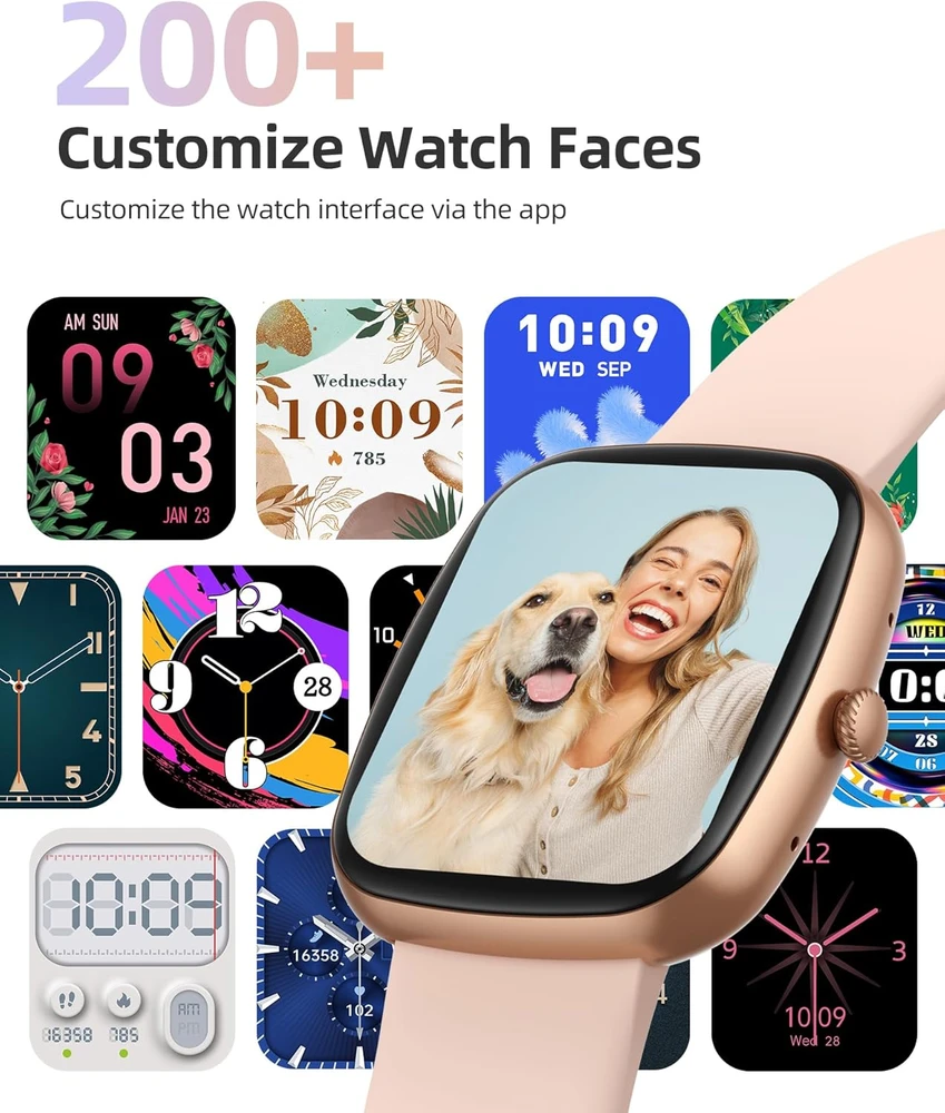 Parsonver išmanusis laikrodis moterims, 1,83 colio LCD, Bluetooth, IP68, SpO2, 100+ sporto režimų, LW45