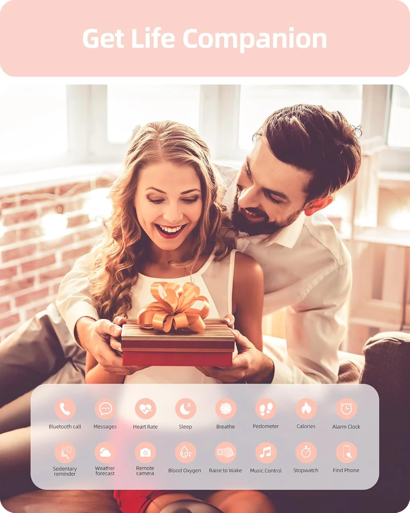 Parsonver išmanusis laikrodis moterims, 1,32 colio HD ekranas, Bluetooth skambučiai, IP68, 100 sporto režimų, rožinio aukso SPROD1