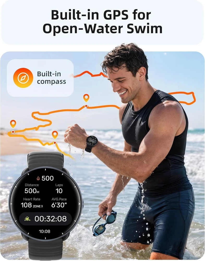 Parsonver išmanusis laikrodis su GPS, 1.32 col. AMOLED ekranu, 5 ATM, PSSW9