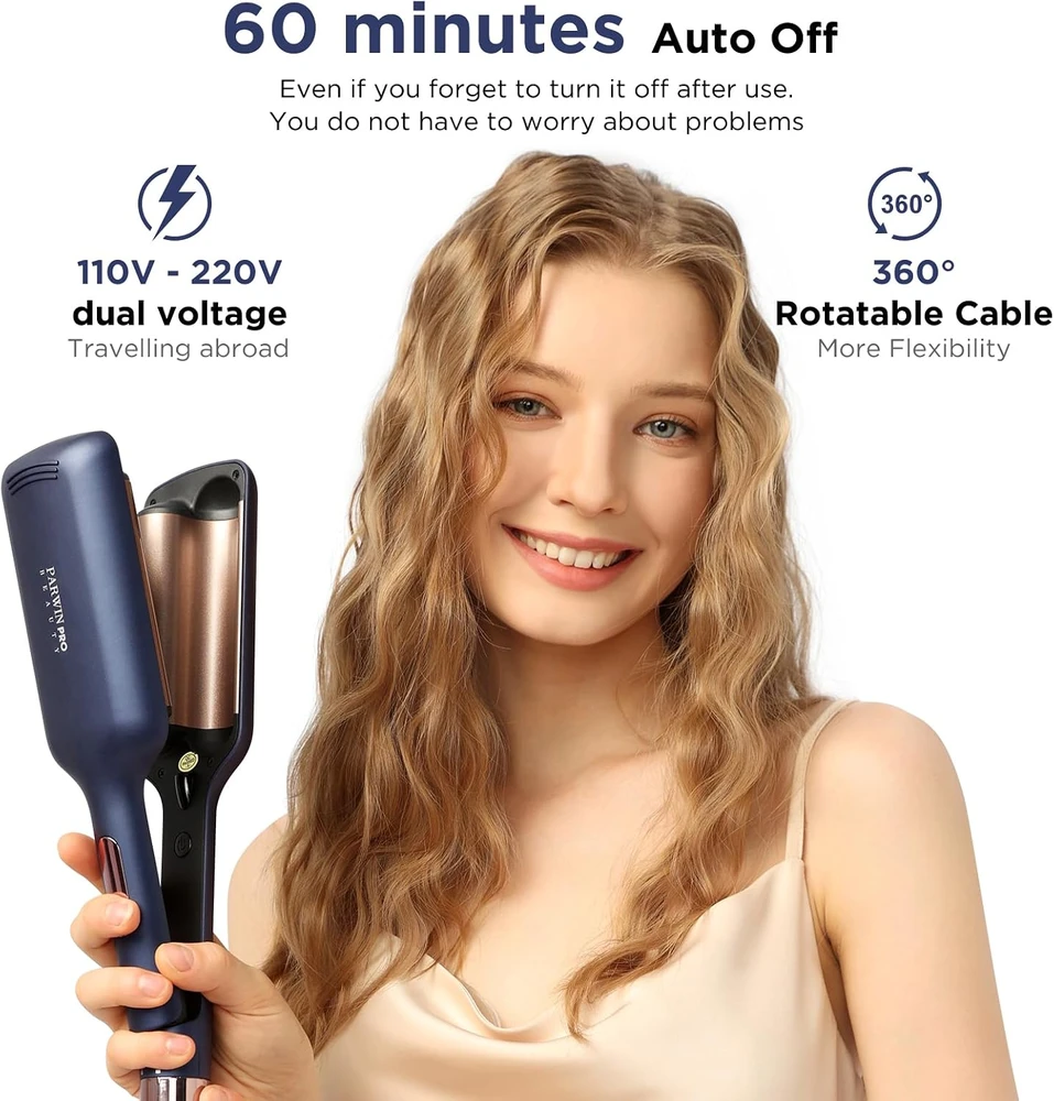PARWIN PRO BEAUTY dvigubos plaukų garbanojimo žnyplės 32 mm, 4 temperatūros, HT0288