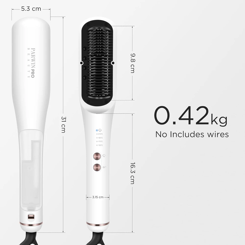 PARWIN PRO BEAUTY garinės plaukų tiesinimo šukos su jonų technologija, 60 W, HT5005