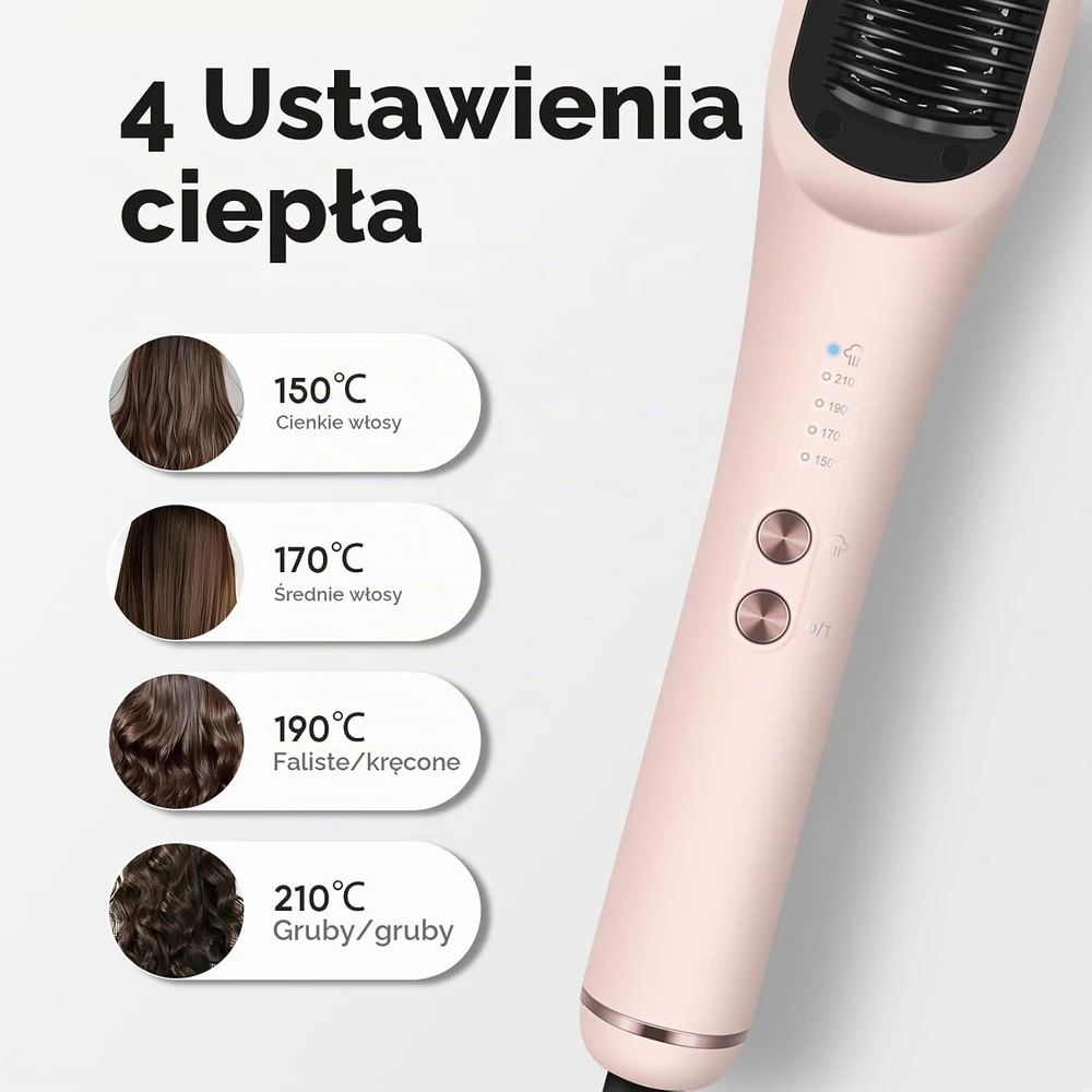 PARWIN PRO BEAUTY garinis plaukų tiesinimo šepetys su jonais, 150–210 °C, HT5005