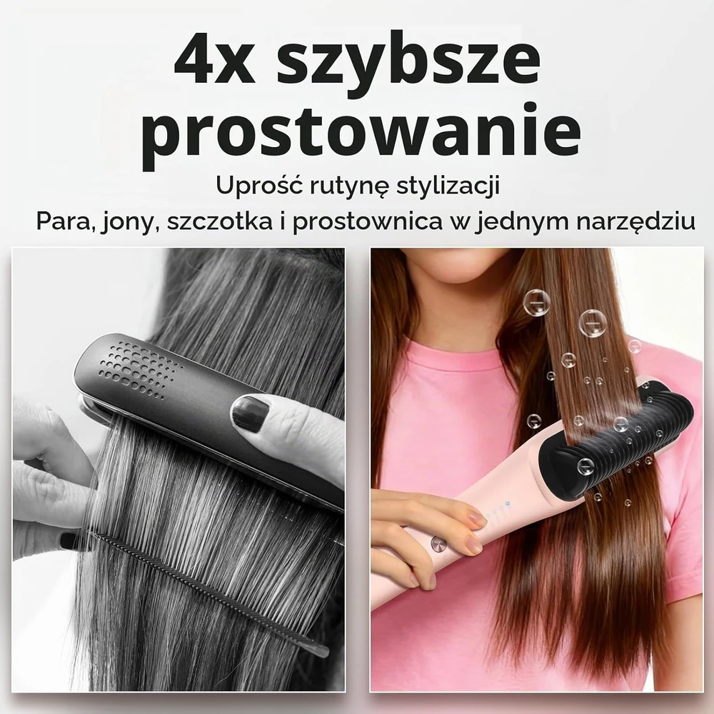 PARWIN PRO BEAUTY garinis plaukų tiesinimo šepetys su jonais, 150–210 °C, HT5005