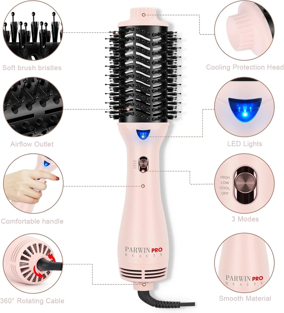 PARWIN PRO BEAUTY karšto oro plaukų formavimo šepetys 1000 W su jonizacija AB0322