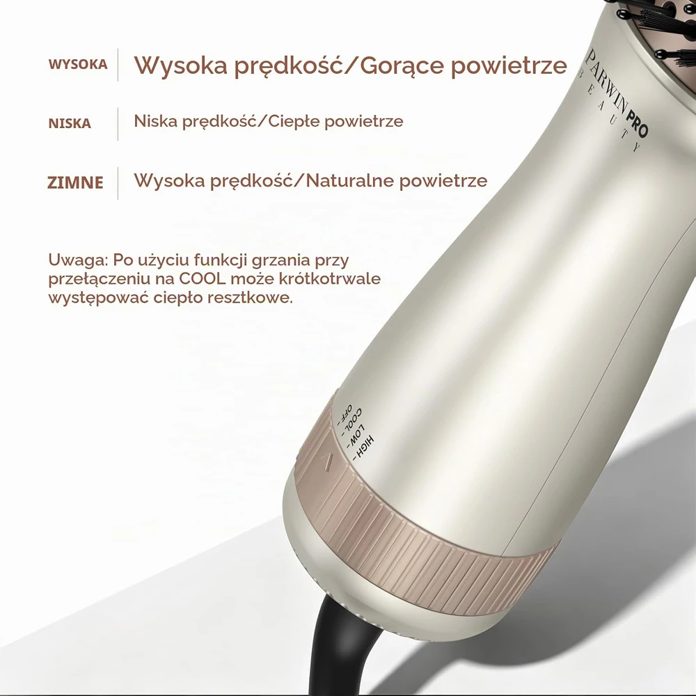 PARWIN PRO BEAUTY kelioninis karšto oro šepetys 700 W, joninis, 110–240 V, AB0352