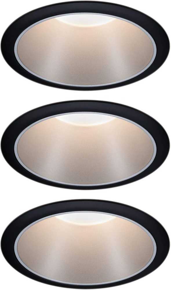 Paulmann įleidžiami LED šviestuvai Cole, apvalūs, 3 × 6,5 W, 2700 K, IP44, juoda sidabrinė, 93408