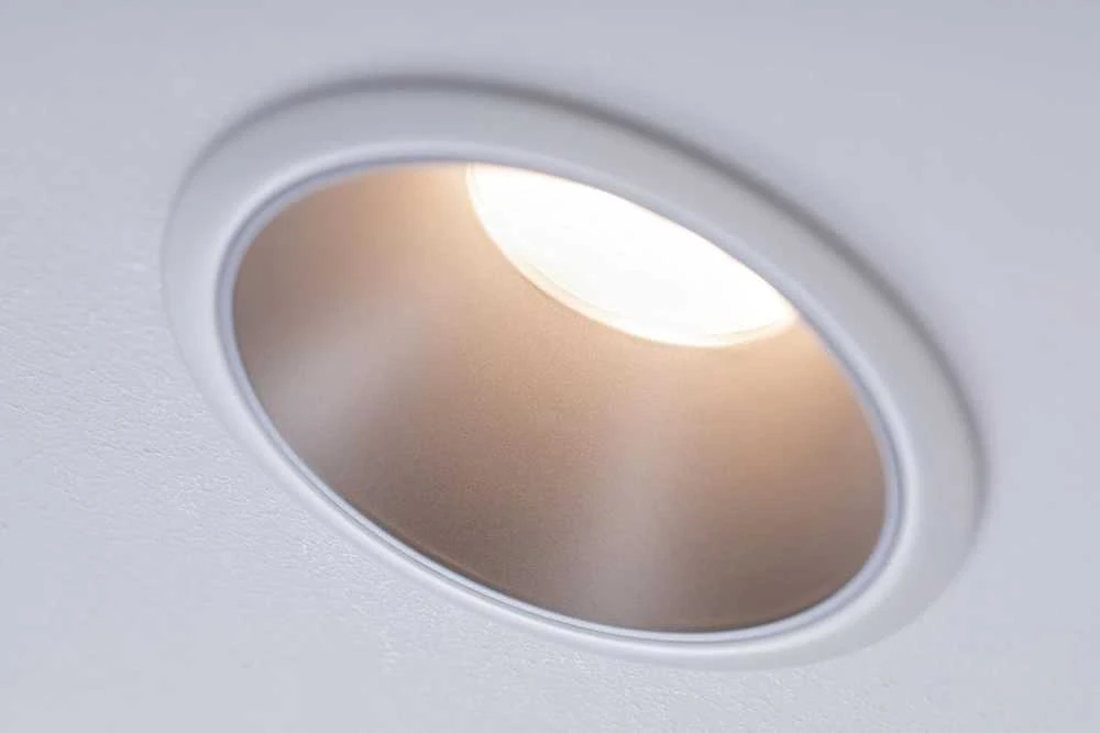 Paulmann įleidžiamų LED lubų šviestuvų komplektas Cole, apvalūs, 3 × 6,5 W, 2700 K, balti sidabriniai, IP44, 19,5 W, 93410