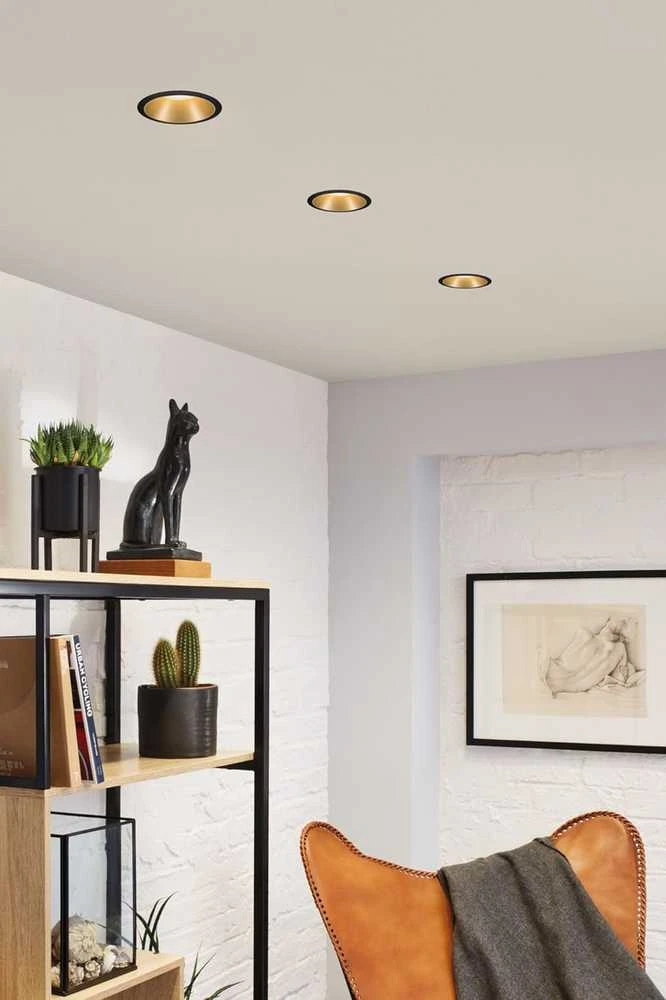 Paulmann įleidžiamų LED šviestuvų rinkinys 3 × 6,5 W, IP44, 2700 K, reguliuojamas, juodas matinio aukso, Cole 93404