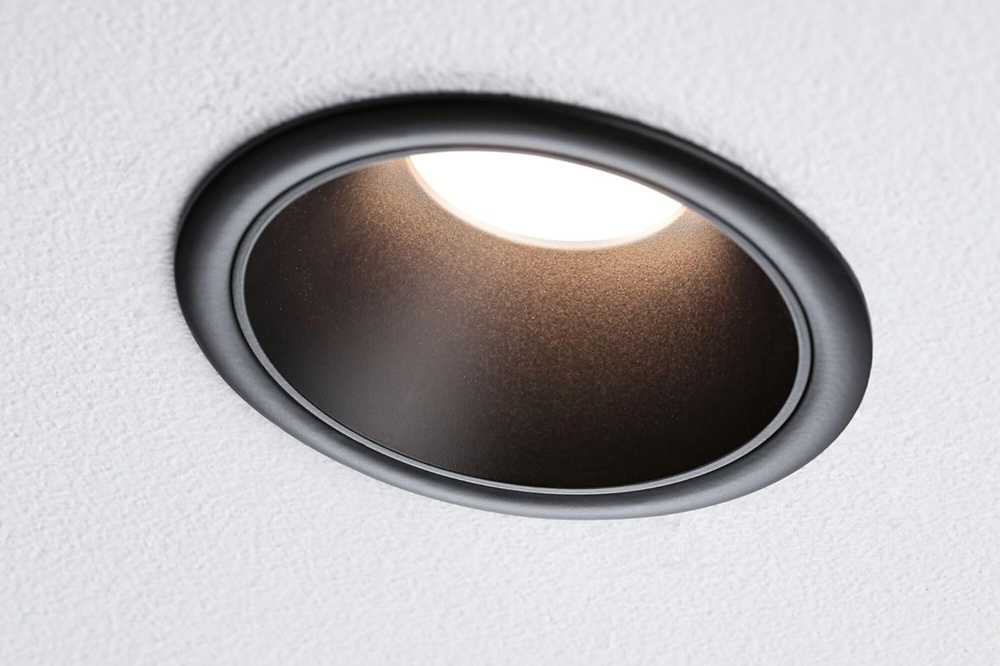 Paulmann įleidžiamų LED šviestuvų rinkinys Cole, 3 × 6 W, IP44, 2700 K, juodas, 88 mm, 3 vnt.
