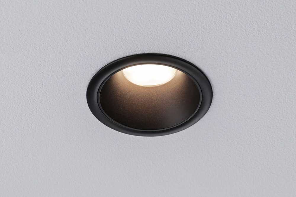 Paulmann įleidžiamų LED šviestuvų rinkinys Cole, 3 × 6 W, IP44, 2700 K, juodas, 88 mm, 3 vnt.