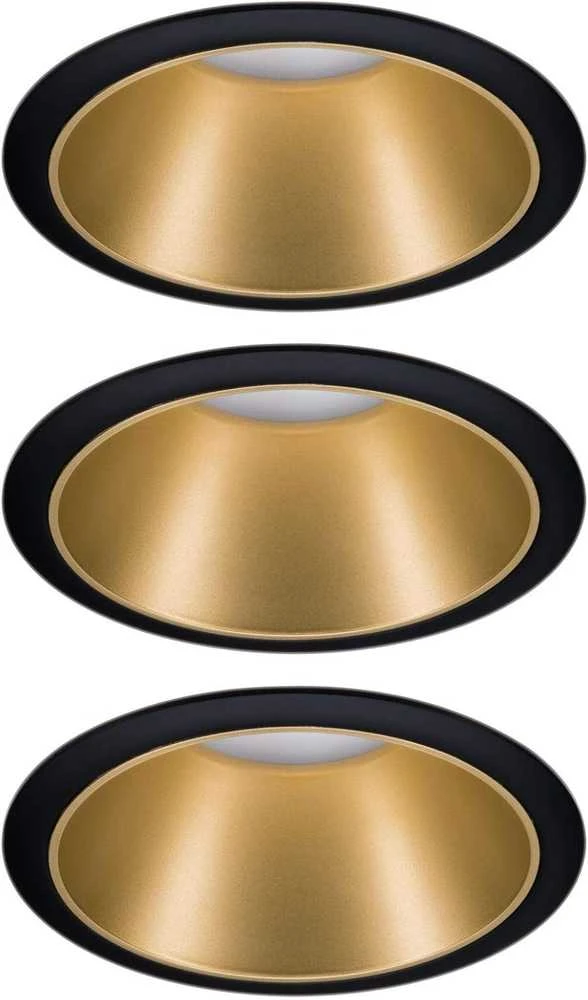 Paulmann įleidžiamų LED šviestuvų rinkinys 3 × 6,5 W, IP44, 2700 K, reguliuojamas, juodas matinio aukso, Cole 93404