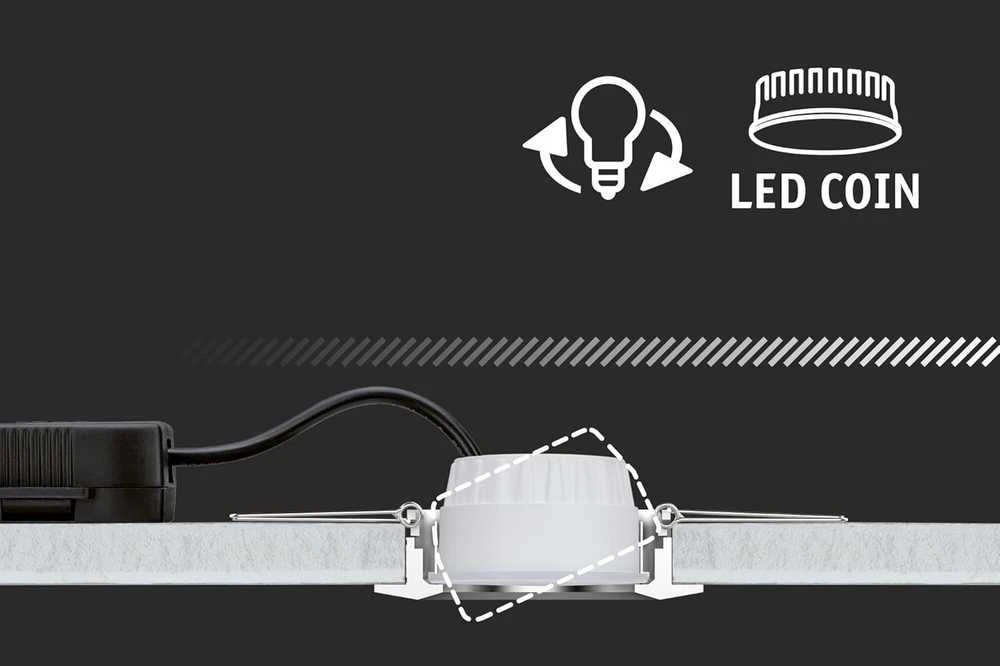 Paulmann įleidžiamų LED šviestuvų rinkinys Cole, 3 × 6 W, IP44, 2700 K, juodas, 88 mm, 3 vnt.