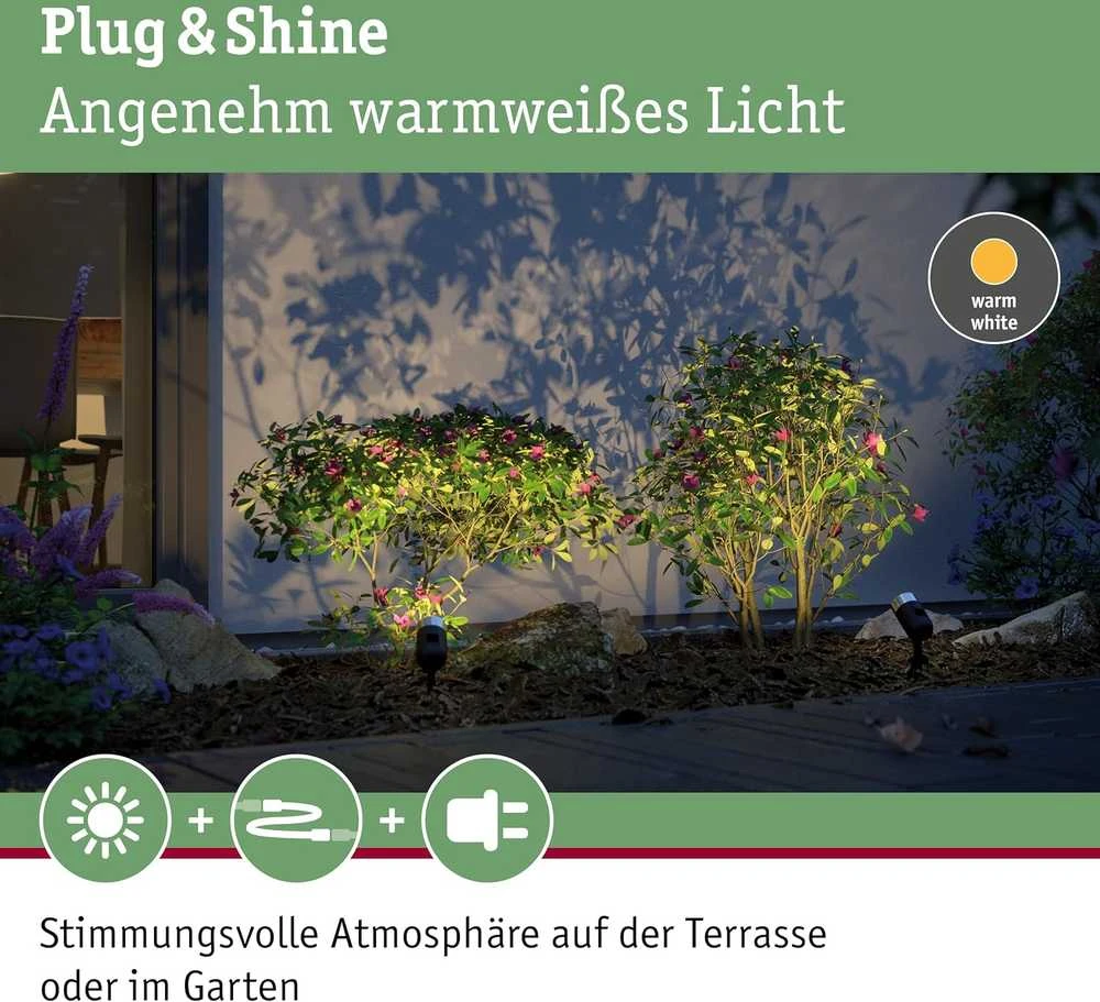 Paulmann išorinis LED žibintų rinkinys Plug & Shine Pike, 3 × 2,2 W, 3000 K, antracito spalvos