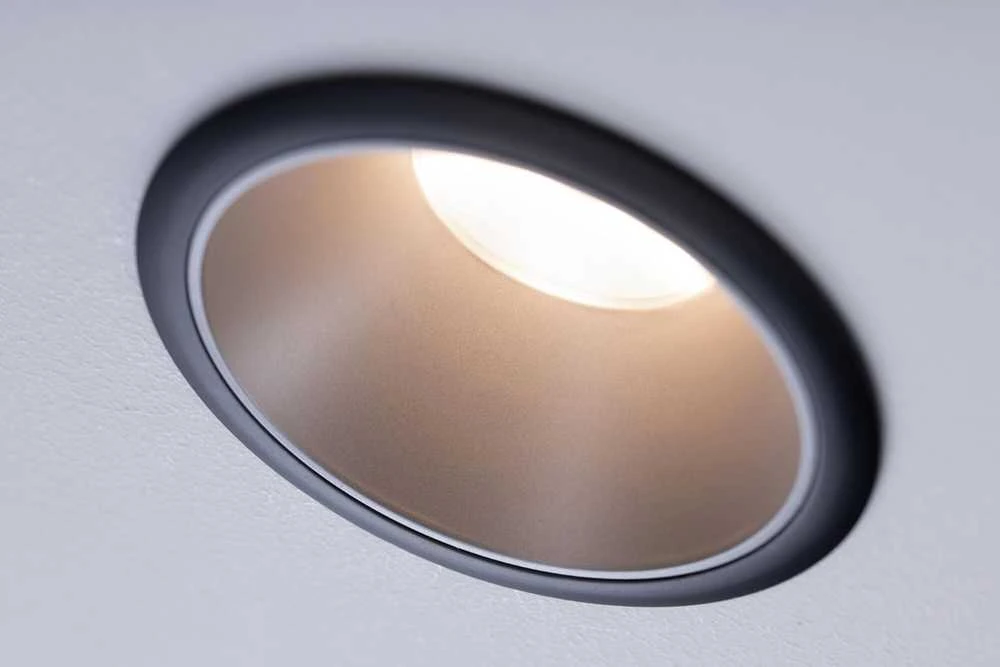 Paulmann LED įleidžiamas šviestuvas Cole 6,5 W, apvalus, šiltai baltas, reguliuojamas, juodas/sidabrinis 93407