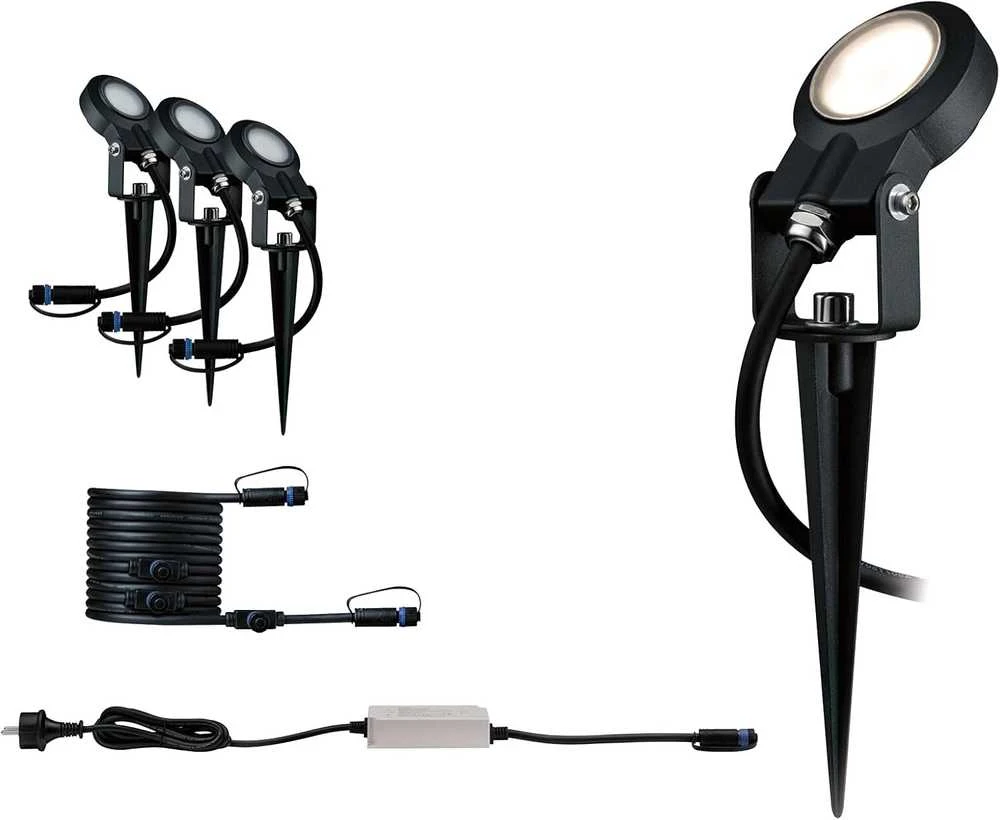 Paulmann Plug & Shine lauko LED šviestuvų rinkinys, 3 × 6 W, IP67, su transformatoriumi, 936.96
