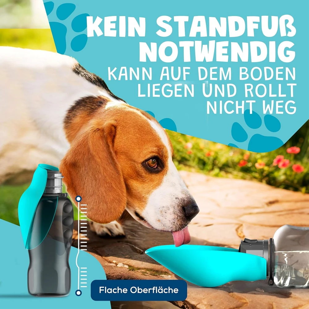Paws Elegance kelioninė gertuvė šunims, 800 ml, su ėdalo talpykla ir dantų šepetėliu, turkio spalvos