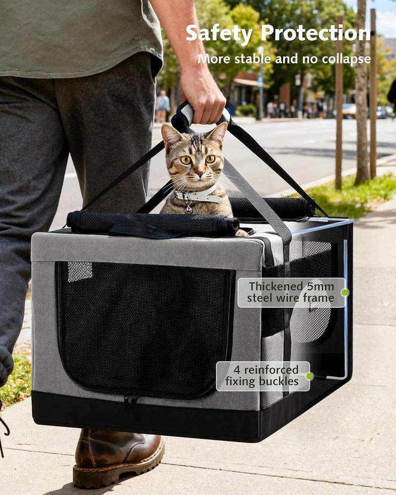 pecute dviejų skyrių sulankstomas transportavimo krepšys katėms 60 × 45 × 35 cm CSC--PCB13