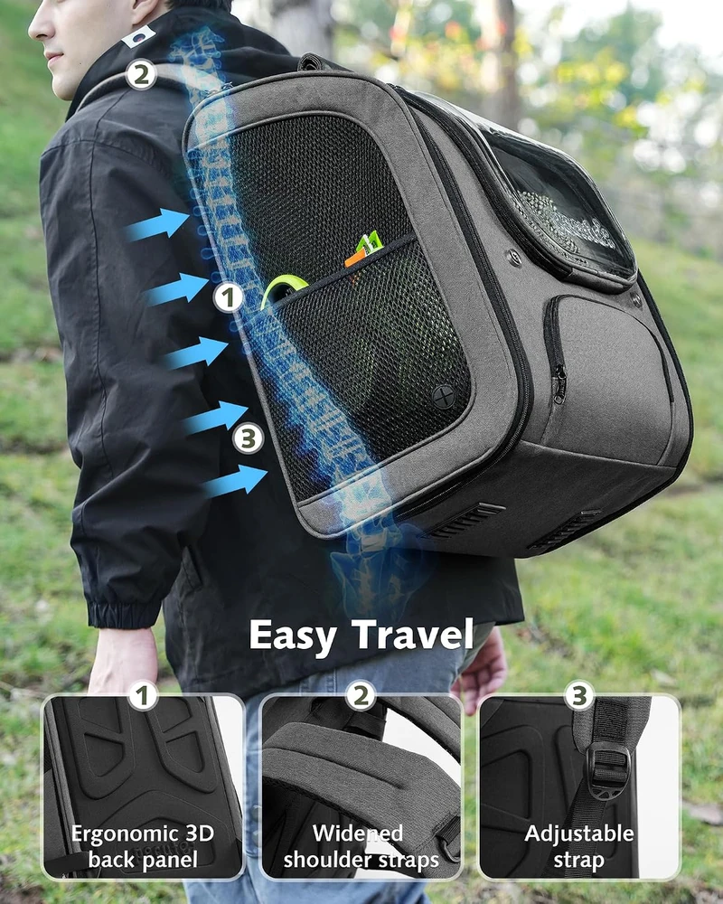 pecute kačių transportavimo kuprinė su skaidriu langu, 38 × 28 × 50 cm, PB-SCB01