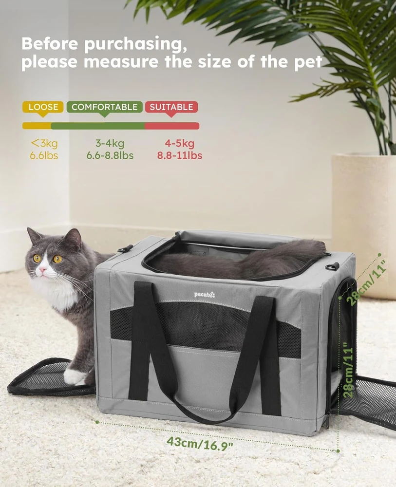 Pecute katės nešyklė su kvėpuojančia tinkleliu ir paslėpta pertvara, 43x28x28 cm, iki 5kg CSC--PCB11