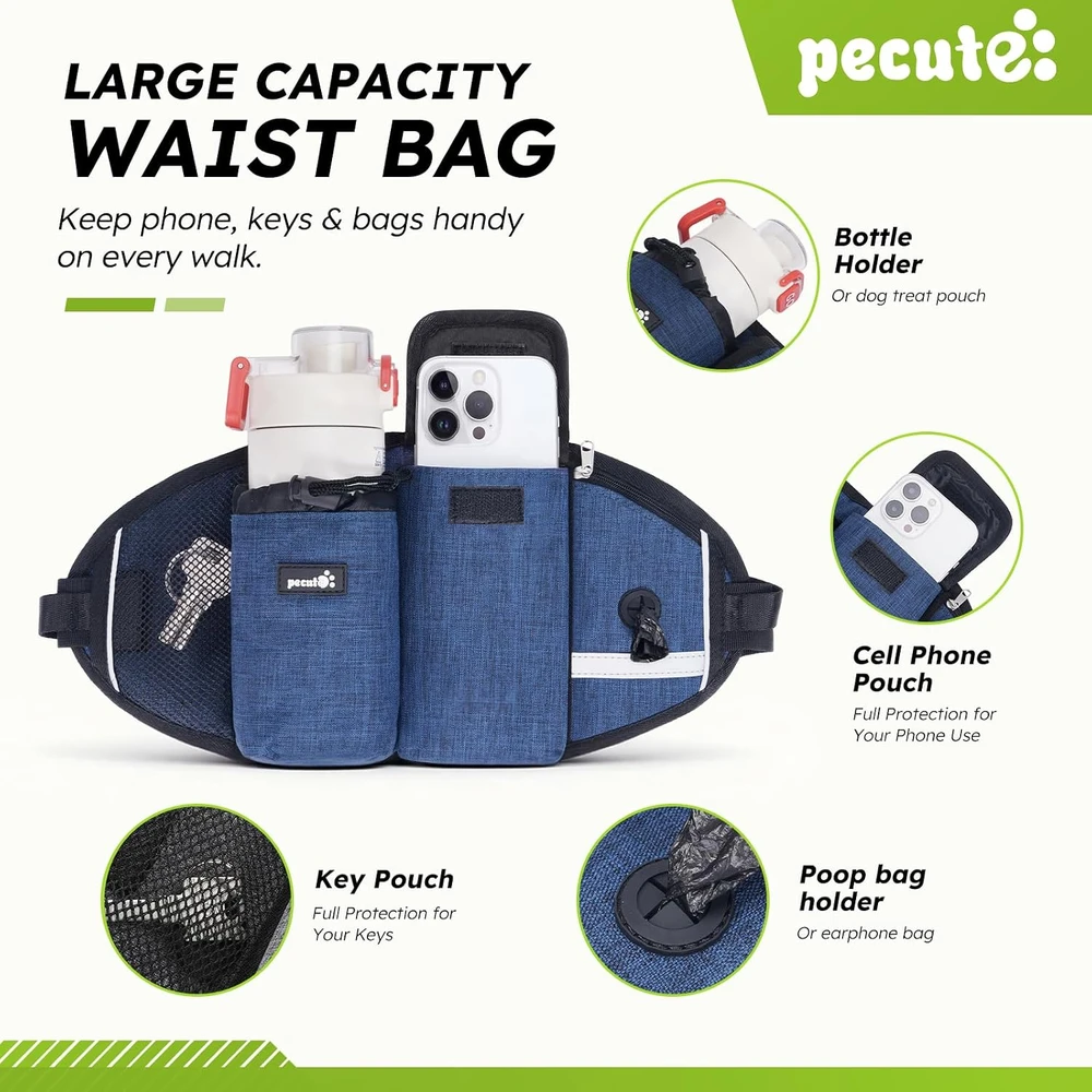 Pecute laisvų rankų pavadėlis šunims su amortizacija iki 50 kg, PTL-WB01