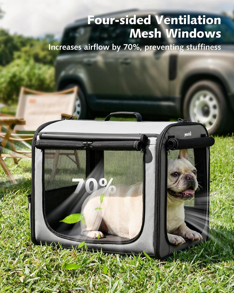 pecute sulankstomas šunų transportavimo narvas automobiliui 61 × 45 × 52 cm PC-CC01