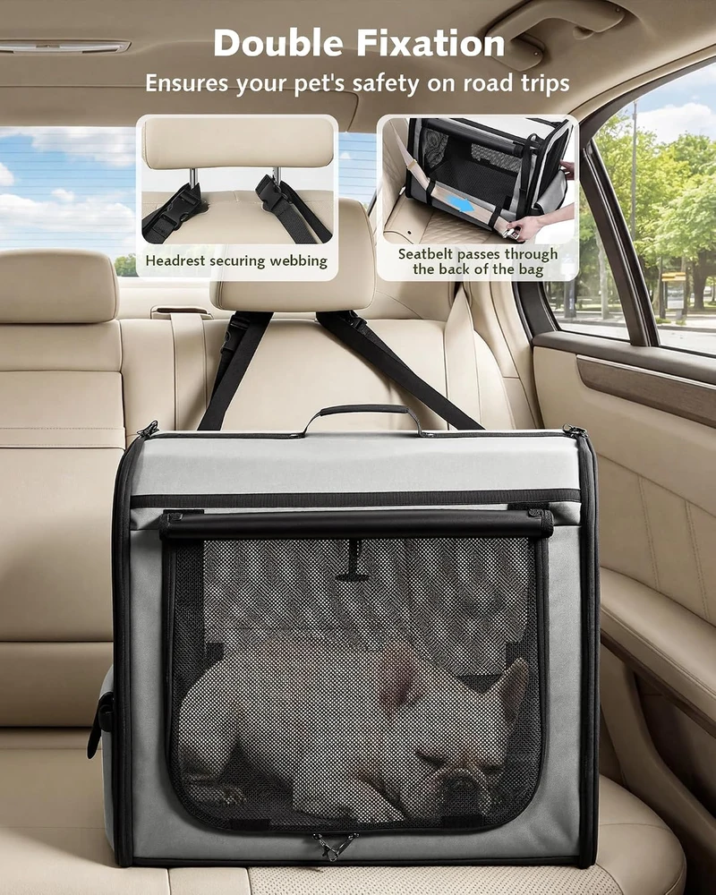 pecute sulankstomas šunų transportavimo narvas automobiliui 61 × 45 × 52 cm PC-CC01
