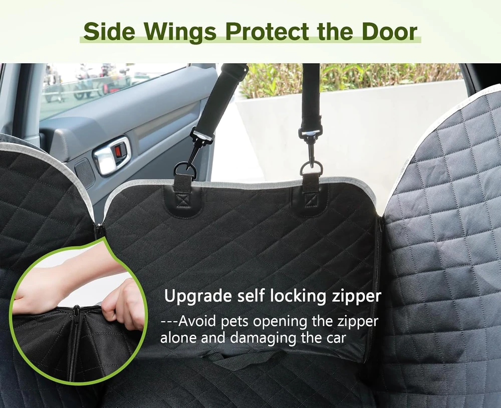 Pecute vandeniui atsparus automobilio sėdynės užvalkalas šunims su elastingu orlaidės tinkleliu 146x136 cm PSC-03