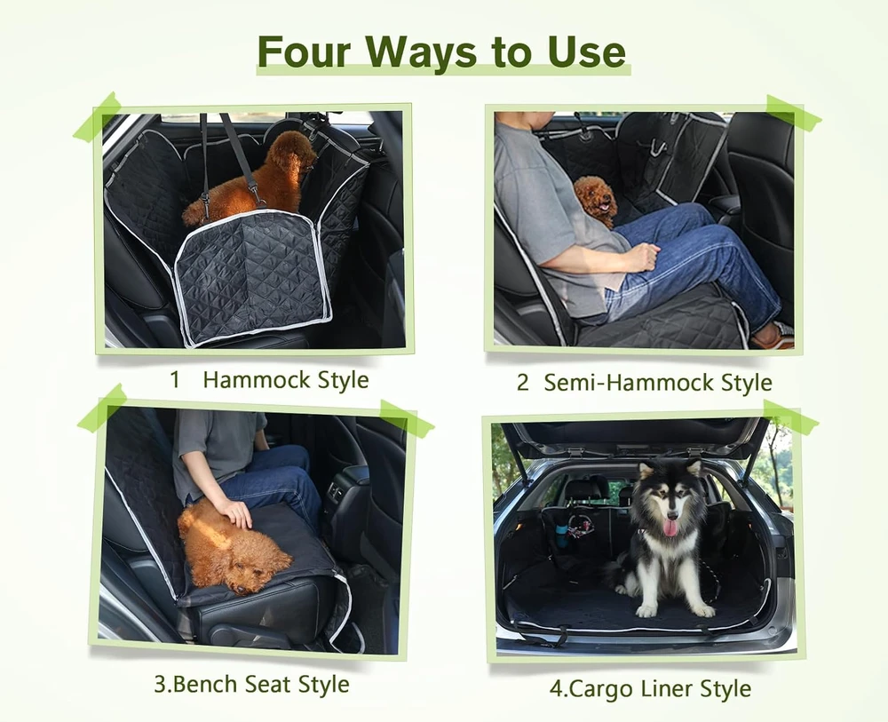 Pecute vandeniui atsparus automobilio sėdynės užvalkalas šunims su elastingu orlaidės tinkleliu 146x136 cm PSC-03