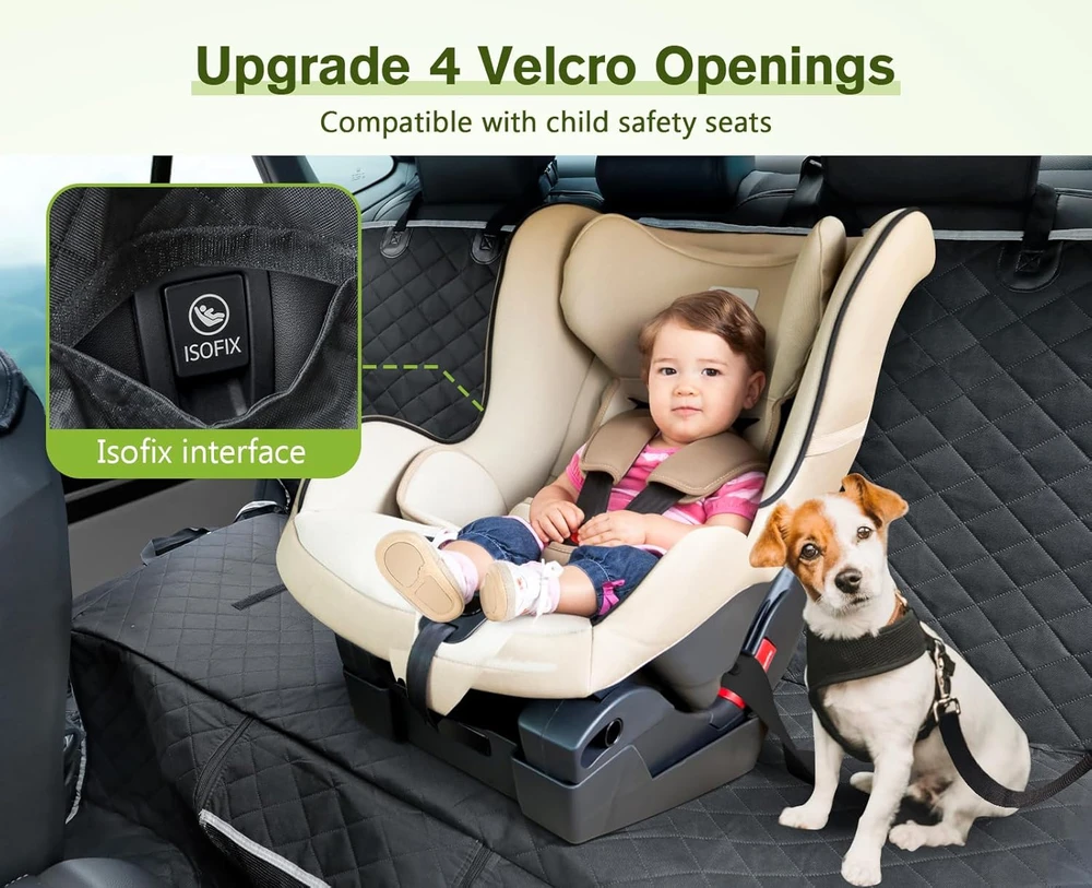 Pecute vandeniui atsparus automobilio sėdynės užvalkalas šunims su elastingu orlaidės tinkleliu 146x136 cm PSC-03