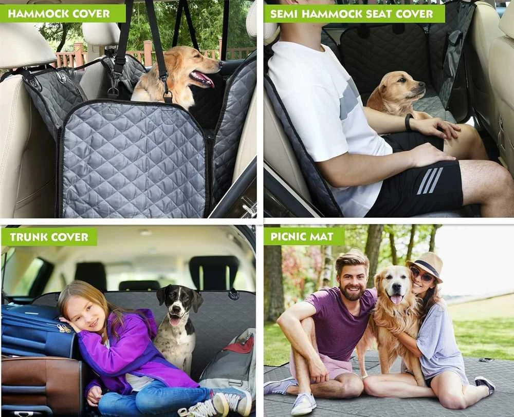 Pecute vandeniui atsparus automobilio sėdynės uždangalas šunims, 146 x 136 cm, su šoninėmis apsaugomis