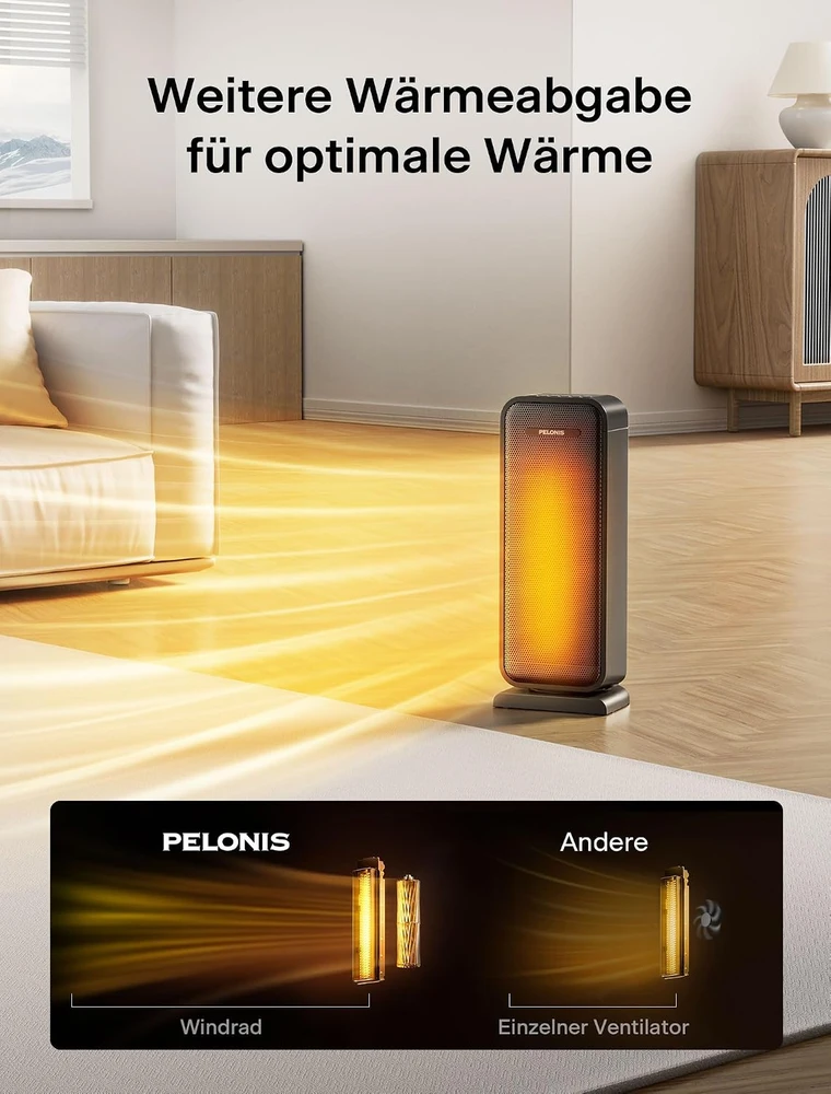 Pelonis keraminis termoventiliatorius 2000 W su termostatu ir laikmačiu PHF171BPBHDE