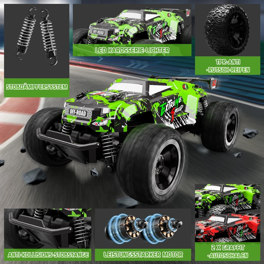 PENGBU RC nuotoliniu būdu valdomas monster sunkvežimis 1:18, 22 km/h, DH666-84A