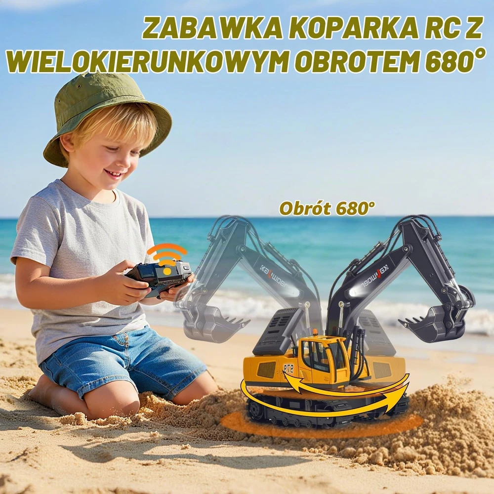 PENGBU RC nuotoliniu būdu valdomas vikšrinis žaislinis ekskavatorius 1:18, 11 kanalų, 13550