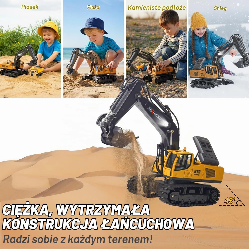 PENGBU RC nuotoliniu būdu valdomas vikšrinis žaislinis ekskavatorius 1:18, 11 kanalų, 13550