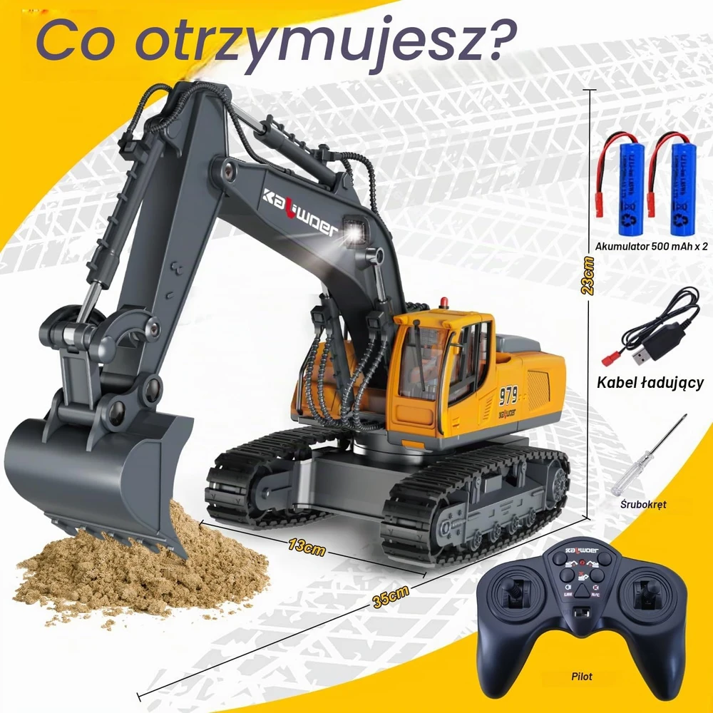 PENGBU RC nuotoliniu būdu valdomas vikšrinis žaislinis ekskavatorius 1:18, 11 kanalų, 13550