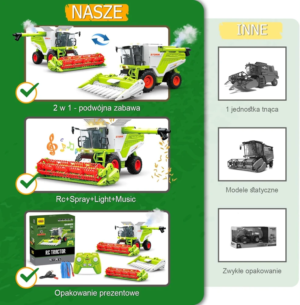 PENGBU RC nuotoliniu būdu valdomas žaislinis kombainas 2,4 GHz 3605