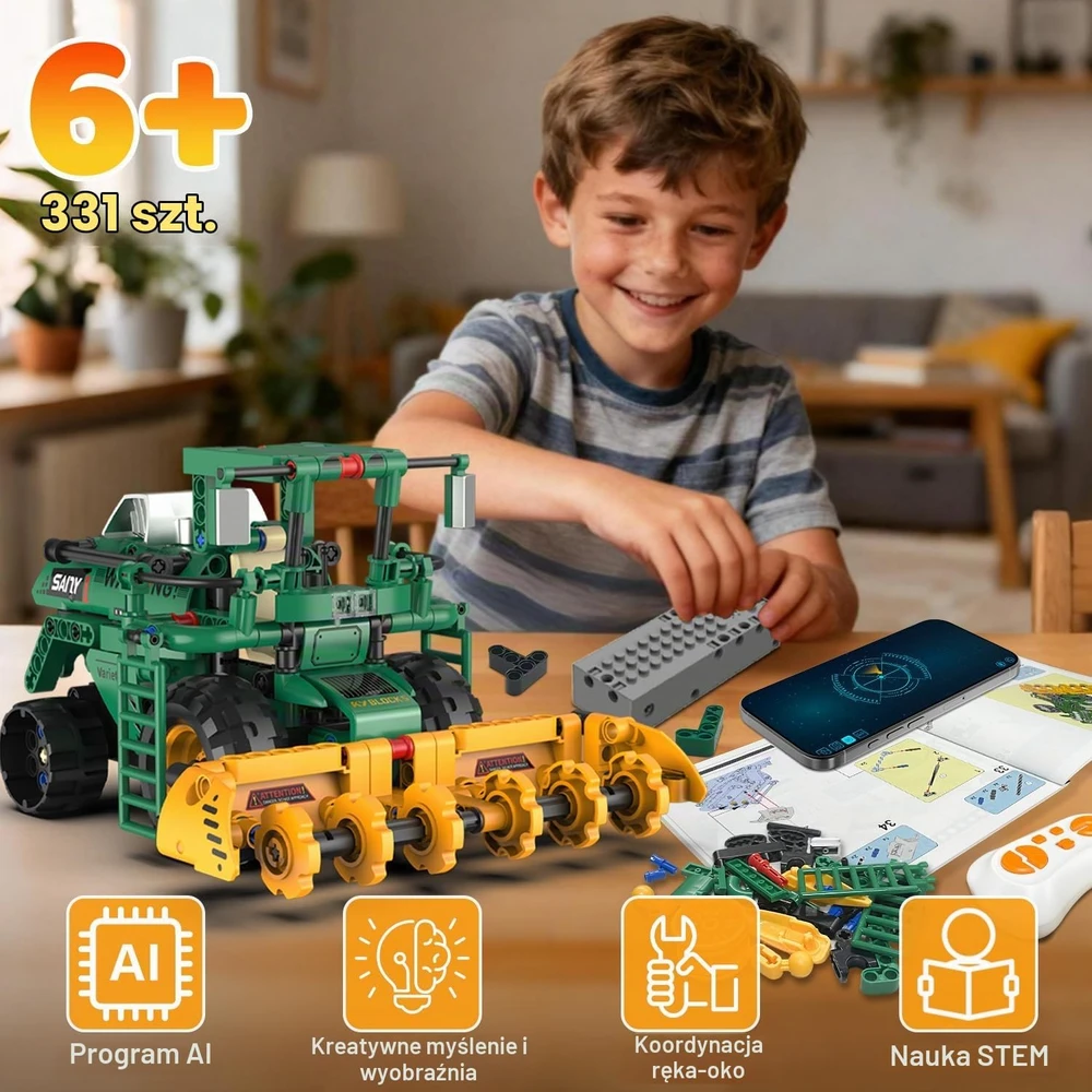 PENGBU RC programuojamas 5-in-1 robotų konstruktorius su nuotoliniu valdymu K96234