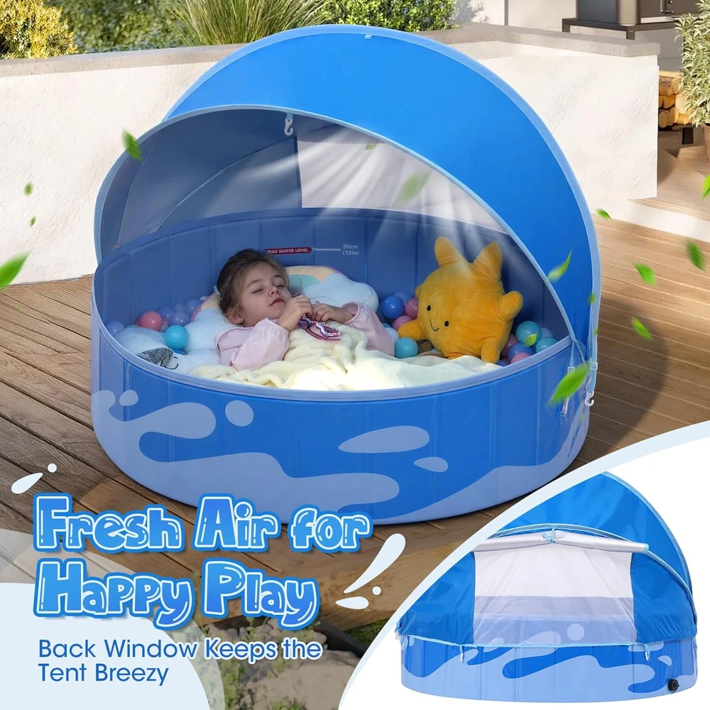 Peradix vaikiškas sulankstomas baseinas su UV apsauga, 120 x 120 x 30 cm, PVC, mėlynas