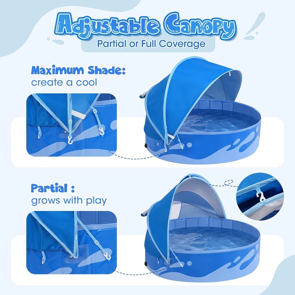 Peradix vaikiškas sulankstomas baseinas su UV apsauga, 120 x 120 x 30 cm, PVC, mėlynas