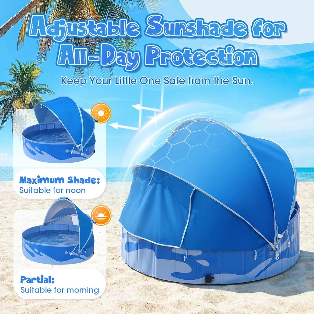 Peradix vaikiškas sulankstomas baseinas su UV apsauga, 120 x 120 x 30 cm, PVC, mėlynas