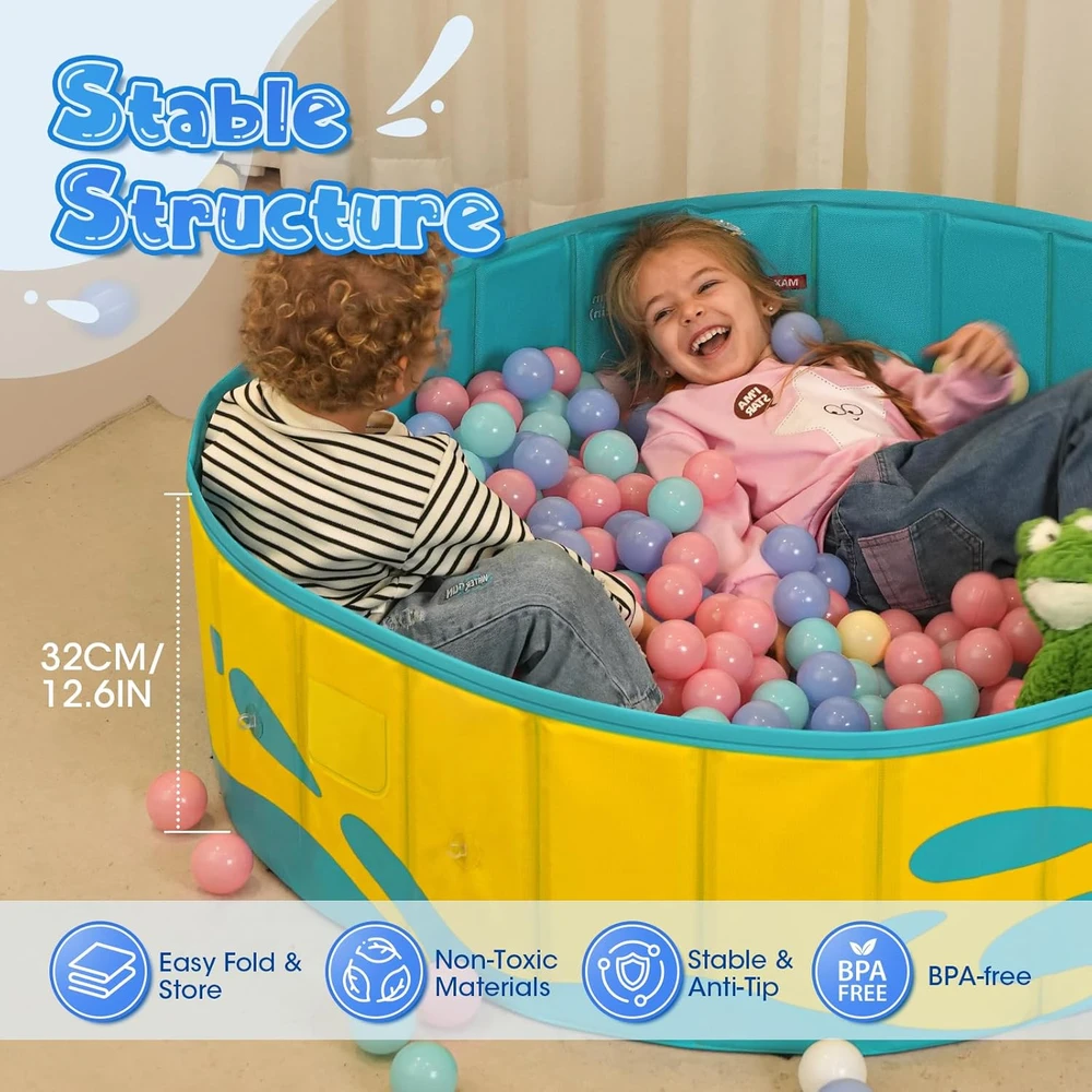 Peradix vaikų baseinas su stogeliu, 120 cm, sulankstomas PVC brodzikas, geltonas, PTP-08