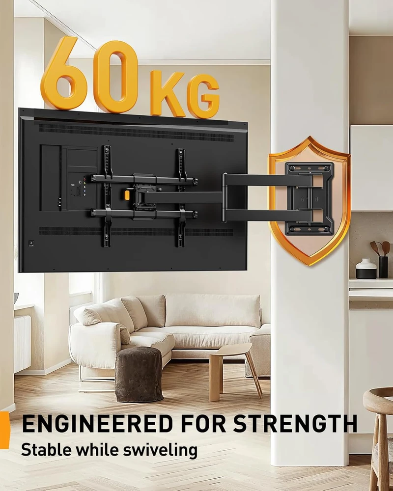 Perlegear televizoriaus sieninis laikiklis 32–65 col., iki 60 kg, VESA 400 × 400 mm, PGMF24B-UK