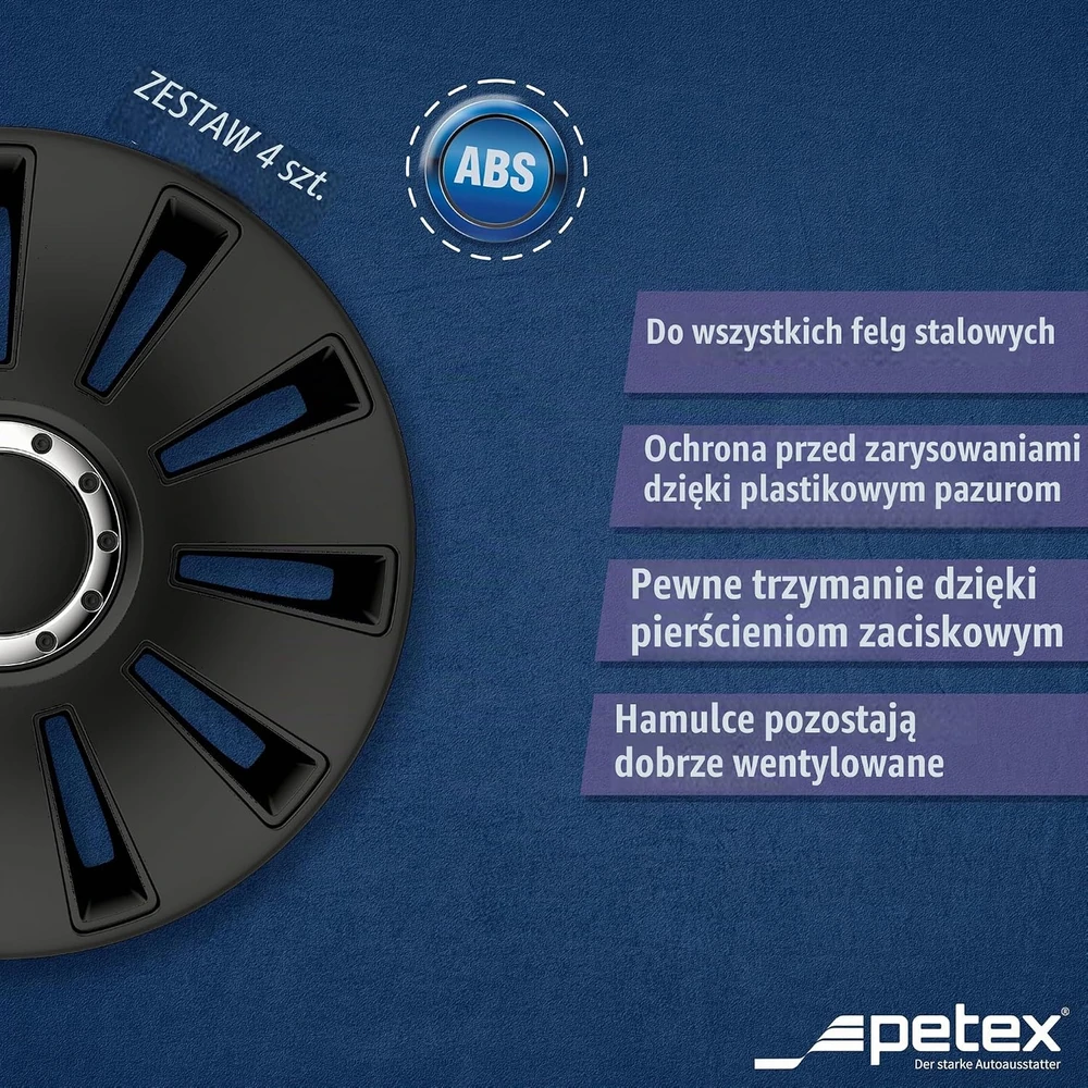 Petex automobilio ratų gaubtai Silverstone Pro Juodas 16 colių RB531616