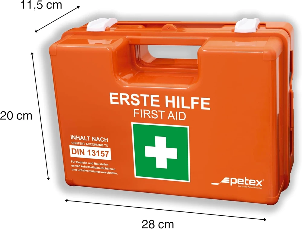 Petex pirmosios pagalbos vaistinėlė DIN 13157:2021 su sieniniu laikikliu 43924135