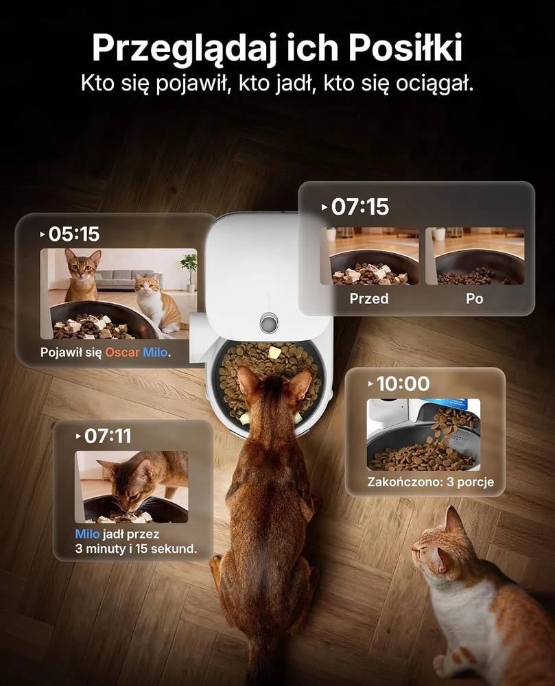 PETKIT automatinė kačių šėrykla su 1080P kamera, Wi-Fi, 3 l, P572