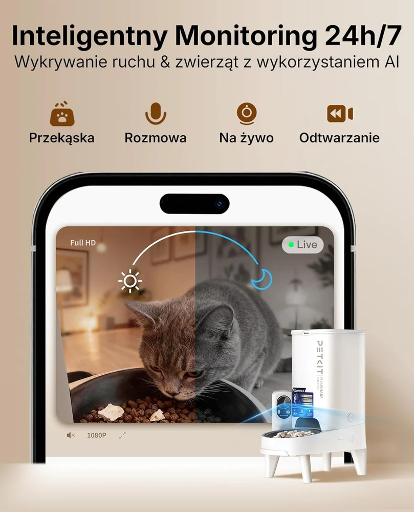 PETKIT automatinė kačių šėrykla su 1080P kamera, Wi-Fi, 3 l, P572