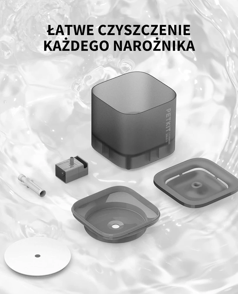 PETKIT vandens fontanas katėms ir šunims 1,85 l su belaidžiu siurbliu CT-W1S-Pilkas-EU