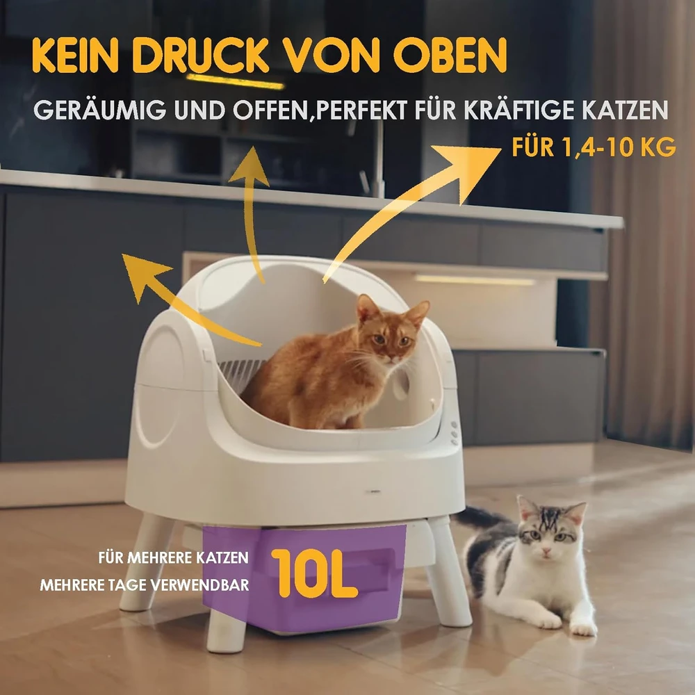 PetPivot automatinė savaime išsivalanti kačių kraiko dėžė su atvira konstrukcija AS15