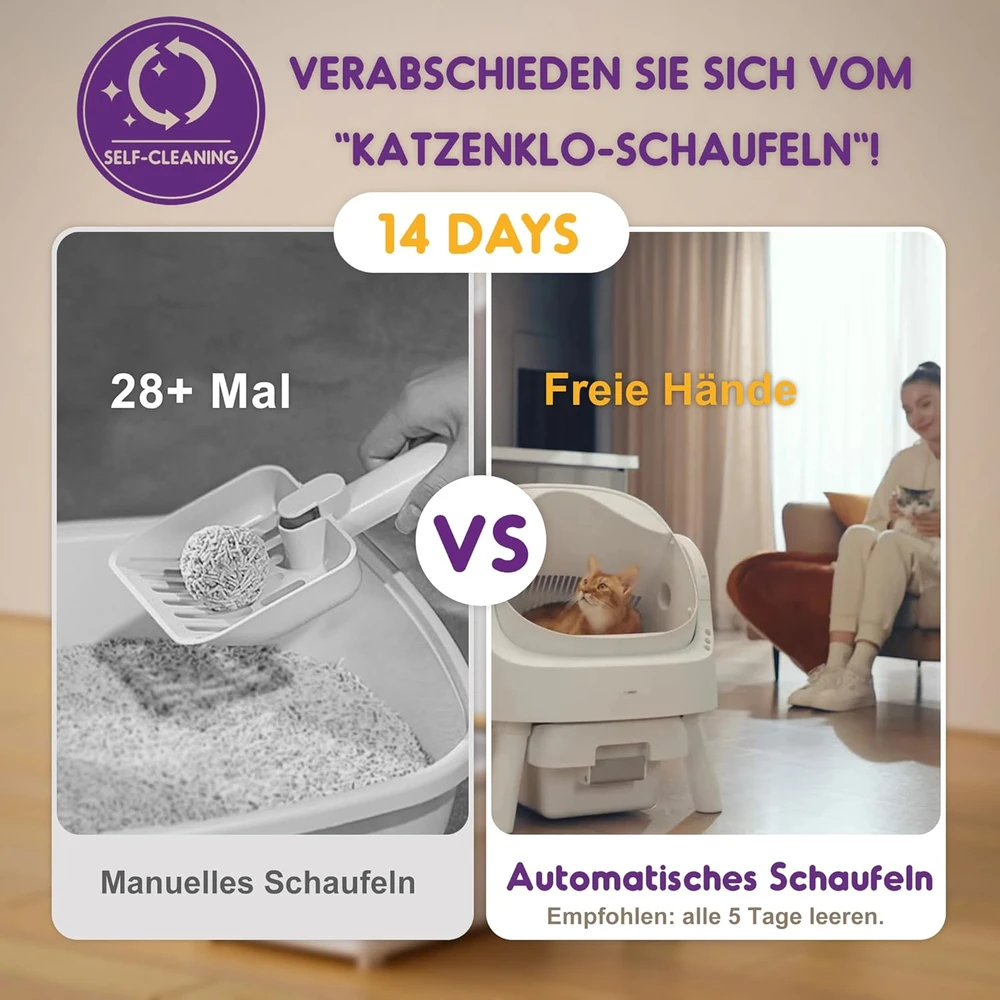 PetPivot automatinė savaime išsivalanti kačių kraiko dėžė su atvira konstrukcija AS15