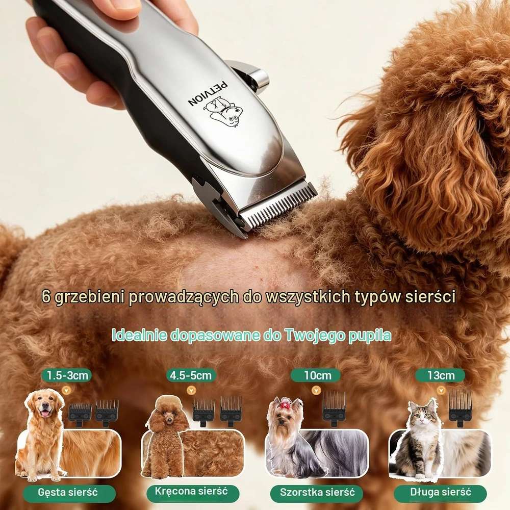 PETVION kailio kirpimo mašinėlė šunims ir katėms, IPX7, 2000 mAh, pet01